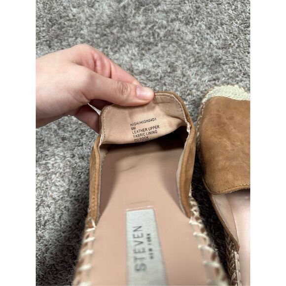 Steven High Mule Tan Suede Leather Espadrille Flats Slip On Shoes Women’s 8 - Picture 4 of 10